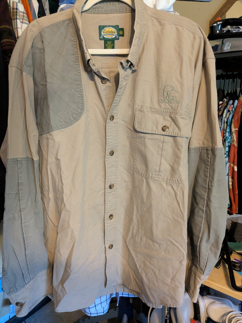 Cabela's Mens 2xl Ducks Unlimited Two-Tone Tan Lightweight Shirt Jacket